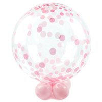 Deco Crystal Clear Ballon - Motiv Pink Dots - XL/Stretchfolie - 61cm/0,07m³