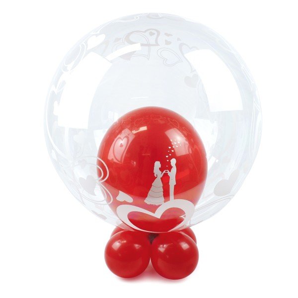 Deco Crystal Clear Ballon - Motiv Heart - XL/Stretchfolie...