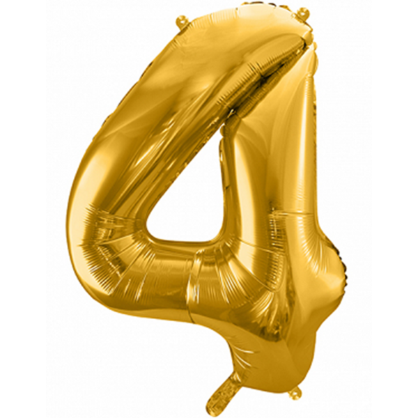 Folienballon Zahl 4 Gold - XXL - 86cm/0,07m³