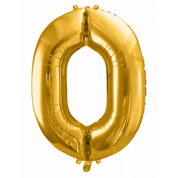 Folienballon Zahl 0 Gold - XXL - 86cm/0,07m³