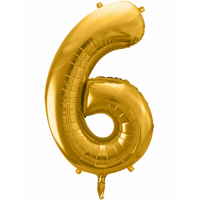 Folienballon - Zahl 6 Gold - XXL - 86 cm / 0,07 m³