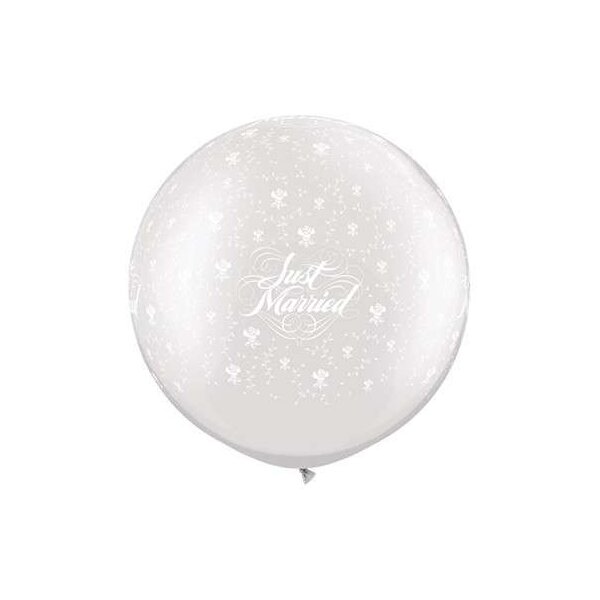 Latexballon - Motiv Just Married, creme - XXXL/Latex - 90 cm/ 0,42m&sup3;