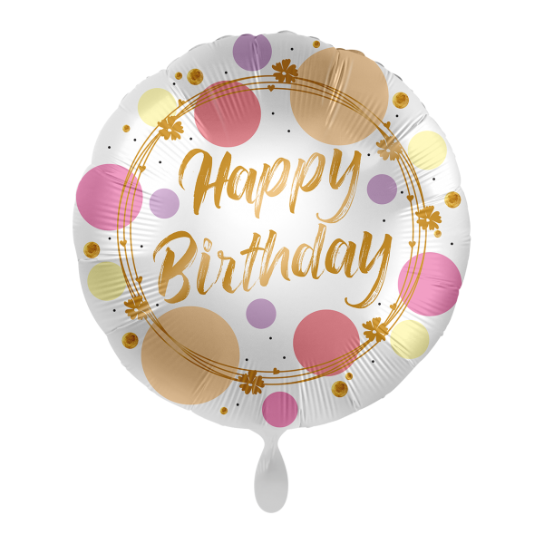 Ballon Happy Birthday Shiny Dots - S/Folie -...