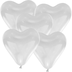 Latex-Herzballon Weiß - S - 30 cm / 0,02 m³