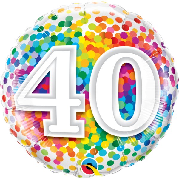 Ballon Rainbow Confetti Zahlen 40