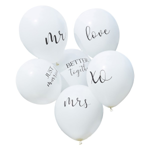 Latexballon-Set - Motiv White Wedding Slogan - S - 30 cm...