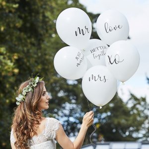 Motivballon-Set White Wedding Slogan (6)