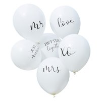 Motivballon-Set White Wedding Slogan (6)