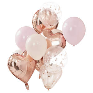 Ballon-Set - Blush und Roségold (12) (Latex/Folie)