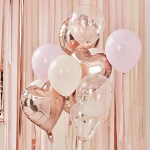 Ballon-Set - Blush und Roségold (12) - Latex/Folie