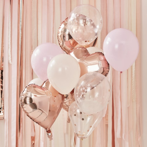 Ballon-Set - Blush und Roségold (12) (Latex/Folie)