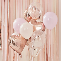 Ballon-Set - Blush und Roségold (12) (Latex/Folie)