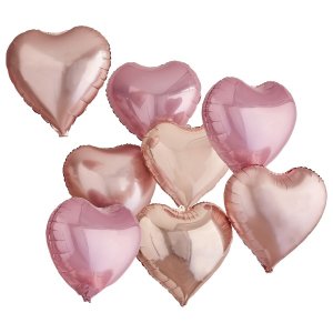 Ballon XS-Set - Herzen Rosegold / Rosa mit Aufklebern