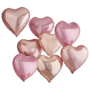 Folienballon - Set - Herzen - Rosegold / Rosa mit...