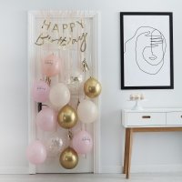Ballon-Tür-Bausatz Happy Birthday Pink und Gold