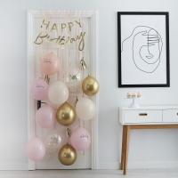 Ballon-Tür-Bausatz - Happy Birthday Pink und Gold