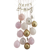 Ballon-Tür-Bausatz - Happy Birthday Pink und Gold
