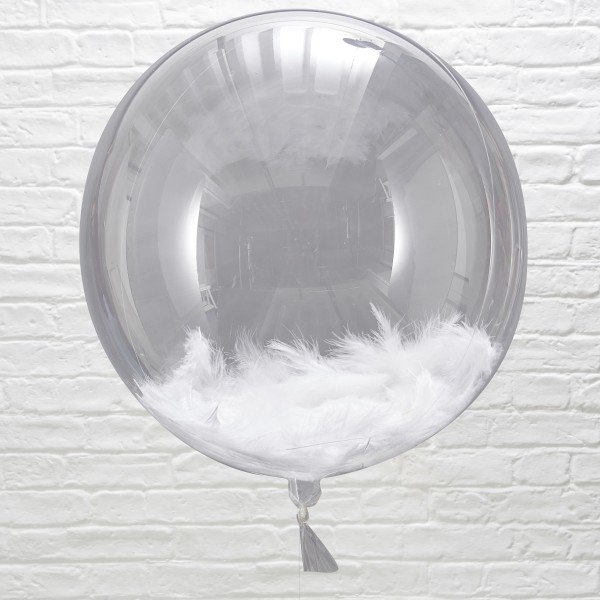 Ballon-Set - 3 Kugelballons mit Federn - XL/Strechfolie -...