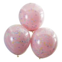 Ballon-Set Doppelt gefüllte pastellfarbene Konfetti-Ballons (3)