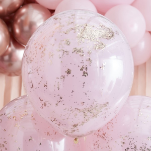 Ballon-Set  - Doppelt gefüllte Rosegold & Rosa...
