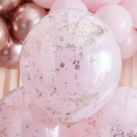 Ballon-Set  - Doppelt gefüllte Rosegold & Rosa Konfetti-Ballons (3)
