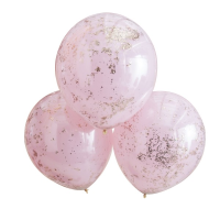 Ballon-Set  - Doppelt gefüllte Rosegold & Rosa Konfetti-Ballons (3)