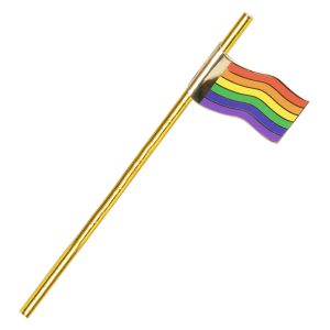 Papierstrohhalme Gold mit Regenbogenflagge (16 )
