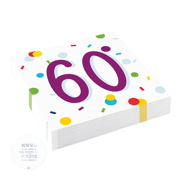 20 Servietten 'Zahl 16' Für Den 16. Geburtstag Oder Jubiläum – Bunt, 3-lagig, 25x25cm