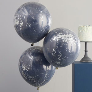 Ballon-Set - Doppelt gefüllte Navi & Silver -...