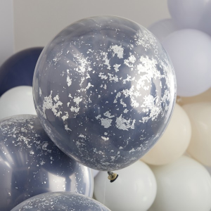 Ballon-Set - Doppelt gefüllte Navi & Silver -...