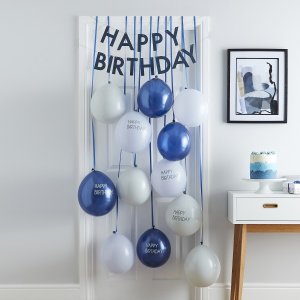 Ballon-Tür-Bausatz Happy Birthday Marineblau & Blau