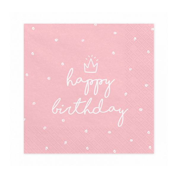 Servietten Trend Happy Birthday Rosa 33x33cm