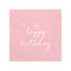 Servietten Trend Happy Birthday Rosa 33x33cm