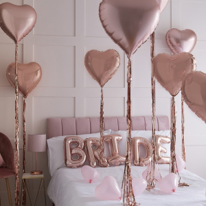 Ballon-Set Braut und Herz Ballons Rosegold (24) - Latex/Folie