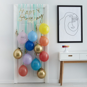 Ballon-Tür-Bausatz - Happy Birthday Regenbogen &...