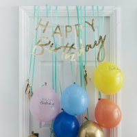 Ballon-Tür-Bausatz - Happy Birthday Regenbogen & Gold