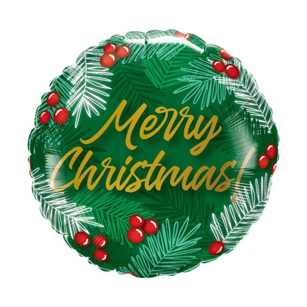 Folienballon - Motiv Merry Christmas green - S - 45 cm / 0,02 m&sup3;