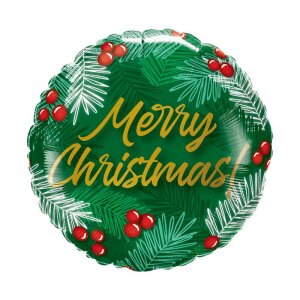 Folienballon - Motiv Merry Christmas green - S - 45 cm /...