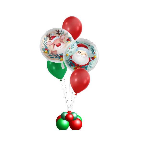 Ballonstrauss Rentier & Weihnachtsmann