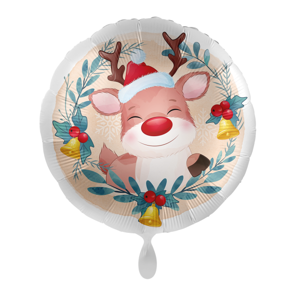 Folienballon - Motiv Grinsendes Rentier - S - 43 cm / 0,02 m&sup3;