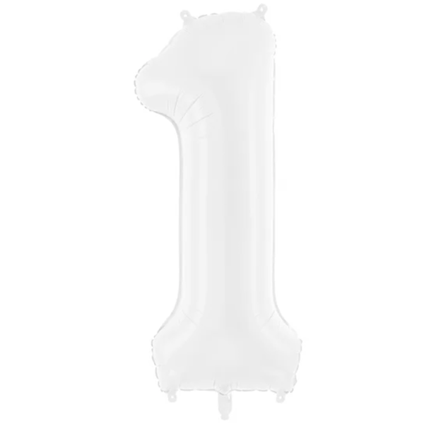 Folienballon - Zahl 1 weiss - XXL - 86 cm / 0,07 m³
