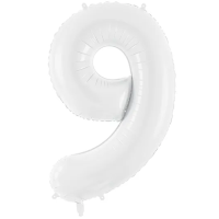 Folienballon - Zahl 9 weiss - XXL - 86cm/0,07m³