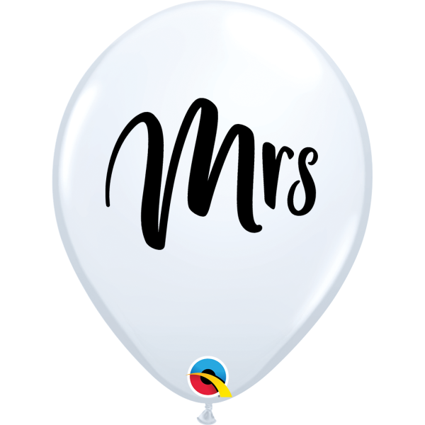 Latexballon - Motiv Mrs wei&szlig; - S - 30 cm / 0,02...