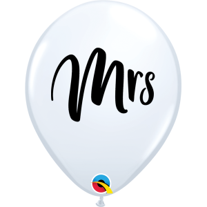 Latexballon - Motiv Mrs weiß - S - 30 cm / 0,02...
