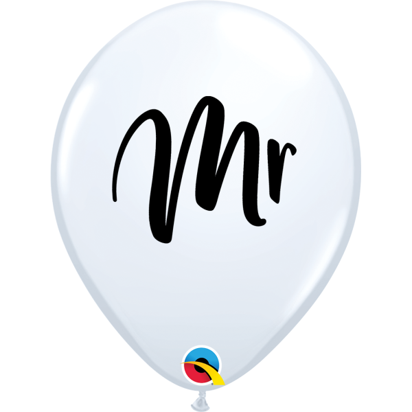 Latexballon - Motiv Mr wei&szlig; - S - 30 cm / 0,02 m&sup3;