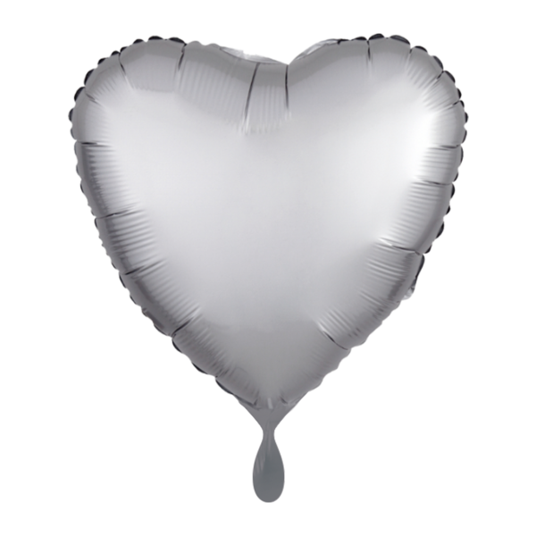 Folienballon Herz silber satin - S - 45cm/0,02m³