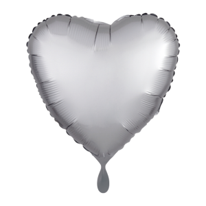 Folienballon - Herz Silber Satin - S - 45 cm / 0,02 m³