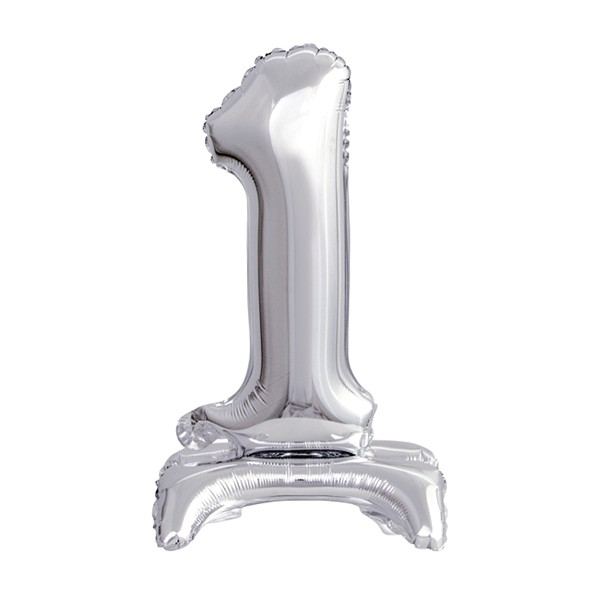Folienballon - Zahl 1 Silber - Standupballons - XS - 38...