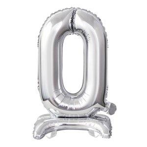 Ballon Zahl 0 Silber - Standupballons - XS/Folie - 38cm/Luft