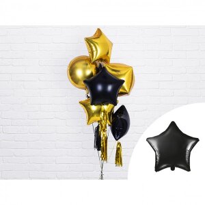 Folienballon - Stern schwarz - S - 45 cm / 0,02 m³
